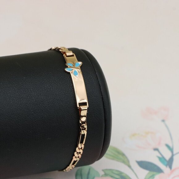 "Elegant Rose Gold Bracelet with Blue Butterfly Charm, XPBL0828 - Picture 2 of 13